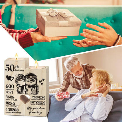 50th Golden Anniversary Wedding Gifts for Wife, Couples Gifts Candlestick,50th Wedding for Wifes from Husband,Golden Anniversary Presents for Wife Women,Fifty Years for Her