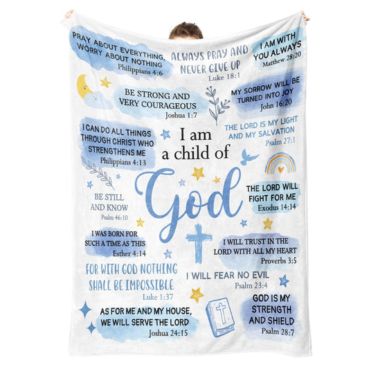 Baptism Gifts for Boys, I Am a Child of God Blanket, Christian Gifts for Men Birthday, Teen Boy Gifts Trendy Stuff, Inspirational Confirmation & First Communion Gifts for Boys (50 * 60)