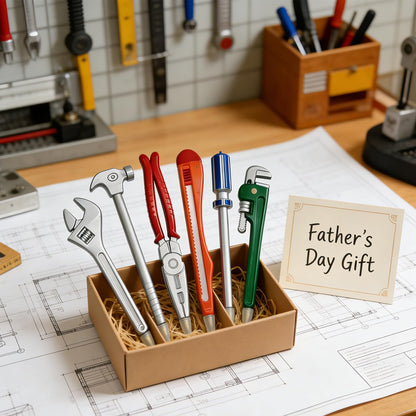 Funny Pens Desk Toys Novelty Pens for Adults - 6 Pcs Construction Tool Shaped Ballpoint Pen Set, Cool Office Supplies & Unique Gifts for Men, Coworkers, Dads, Home & Office Use
