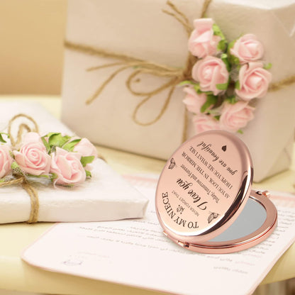 Niece Compact Mirror - Makeup Mirror Gifts for Niece from Aunt, Birthday & Christmas