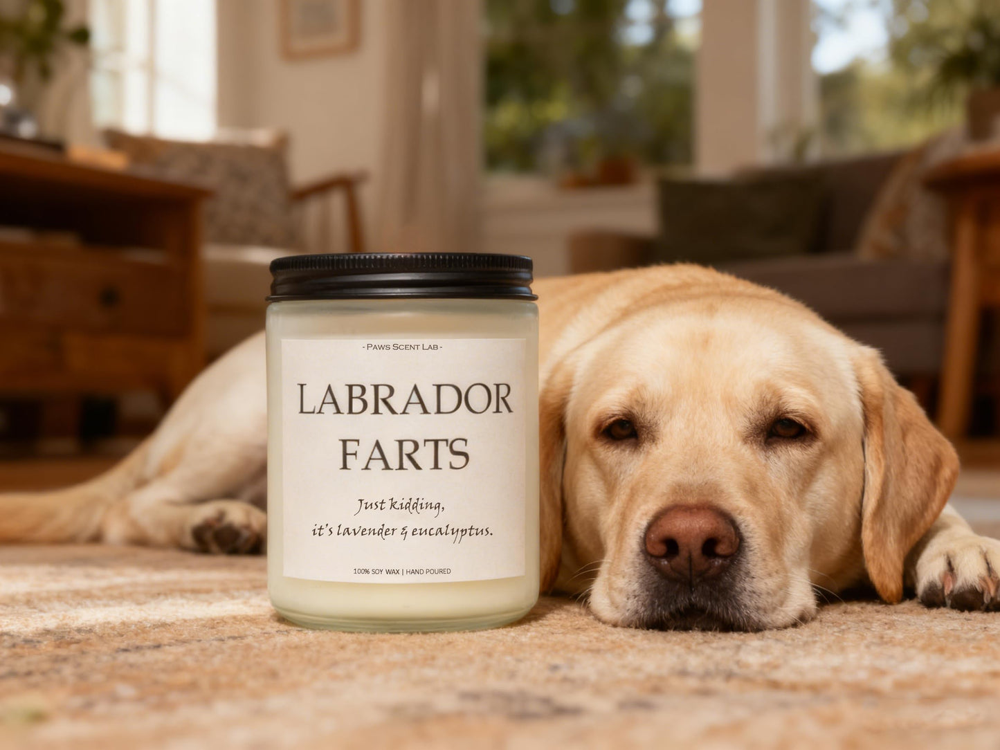 Labrador Retriever Gifts, Labrador Gifts for Women, Dog Mom Gift for Women - Lavender & Eucalyptus, Crafted by Natural Soy Wax & Natural Essential Oils, 7OZ