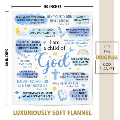 Baptism Gifts for Boys, I Am a Child of God Blanket, Christian Gifts for Men Birthday, Teen Boy Gifts Trendy Stuff, Inspirational Confirmation & First Communion Gifts for Boys (50 * 60)