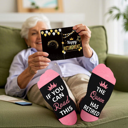 Juesly Retirement Gifts for Women, Funny Socks Retirement Gifts for Woman Box Ready for Present