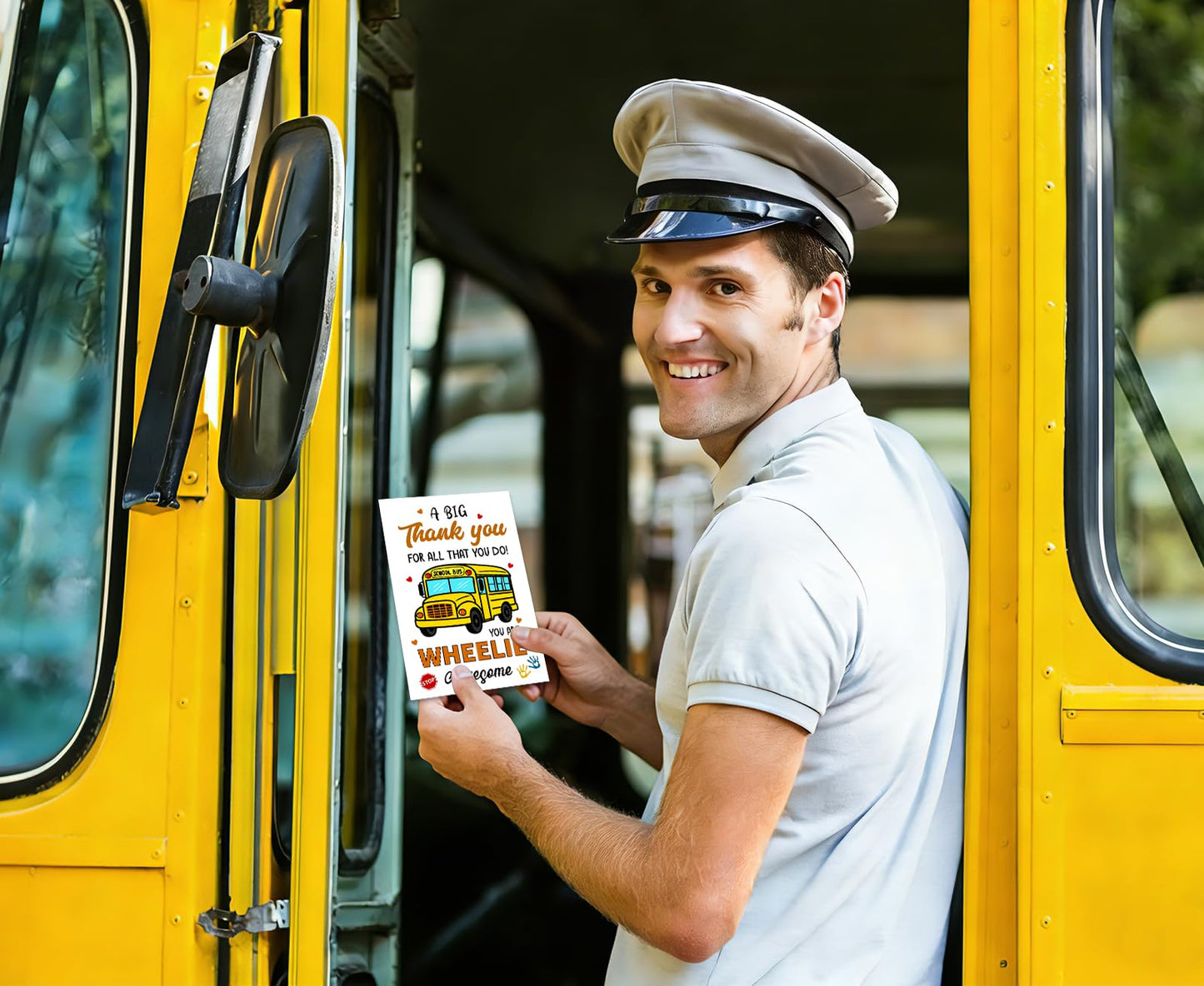 School Bus Driver Thank You Card - Appreciation Gifts for Bus Drivers, End of Year & Retirement Gifts for Men Women, Ideal for School Bus Driver Appreciation Week