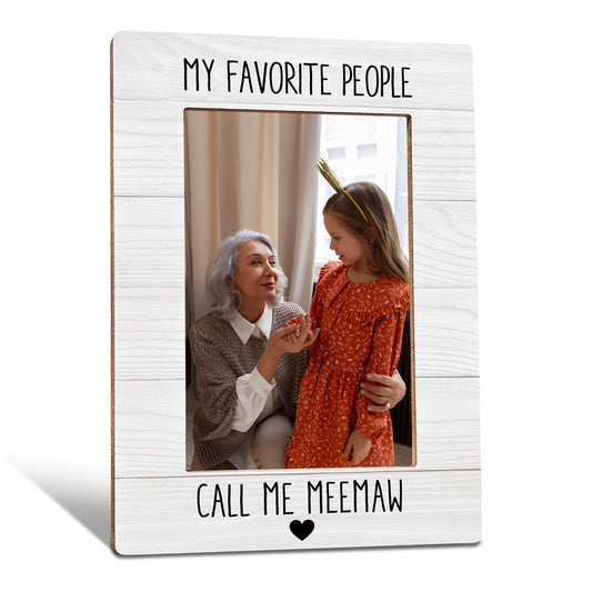 Meemaw Picture Frames, Gifts for Grandma, Mothers Day Birthday Gift for Grandma Nana Wooden Photo Frames, My Favorite People Call Me Meemaw Picture Photo Frame forDesk Table 4X6 Photos