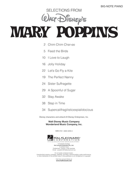 Mary Poppins – Big Note Piano Songbook | 11 Classic Songs from the Disney Movie with Easy Arrangements and Lyrics | Hal Leonard Sheet Music for Beginners and Advanced Players
