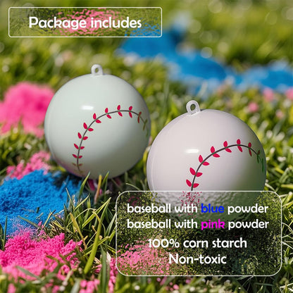 Gender Reveal Baseball with Powder - 2 Pack Gender Reveal Baseballs Filled with Blue and Pink Powder for Boy or Girl Baby Reveal Party Ideas for Decorating