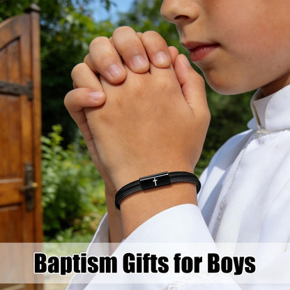 PEALICIOUS Cross Bracelet for Boys, Joshua Christian Grad Gifts for Teens, Philippians Confirmation Baptism Birthday Gifts for 9 10 11 13 16 18 21 Years Old Boy, Soccer Baseball Basketball Accessories