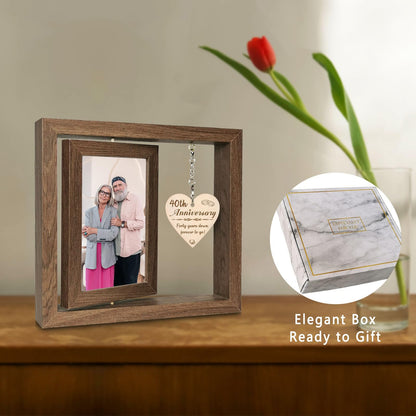EYITUPC 40th Wedding Anniversary Picture Frame Gifts, 40 Year Anniversary Frame for Couples Parents (Display Two 4x6)