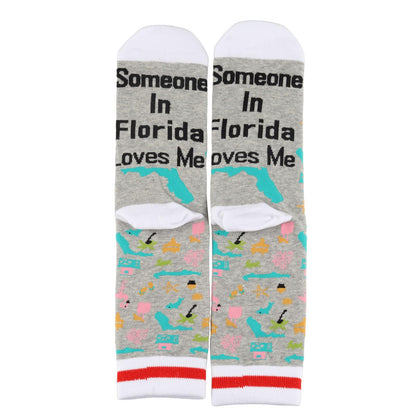 PXTIDY 2 PAIRS Florida Socks Long Distance Relationships Gift Someone In Florida Loves Me Socks Florida Souvenir Gift