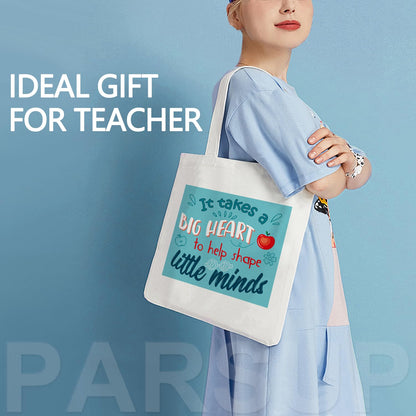 PARSUP 3PCS Teacher Appreciation Basket Bags for Kids Canvas Tote Bags for Students Carrying Thank You Teacher Gift Container with Handle