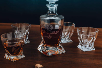 Star Trek: The Next Generation 5-Piece Whiskey Decanter Set | USS Enterprise Themed Party Shot Glasses For Home Barware Collection | Each Glass Holds 10 Ounces