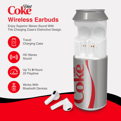 Diet Coke Can Shaped Wireless Earbuds – Bluetooth 5.0 Headphones with Built-in Mic, Voice Assistant Compatibility, 9H Playtime, HD Stereo Sound, Noise Cancelling – Compatible with Apple & Android