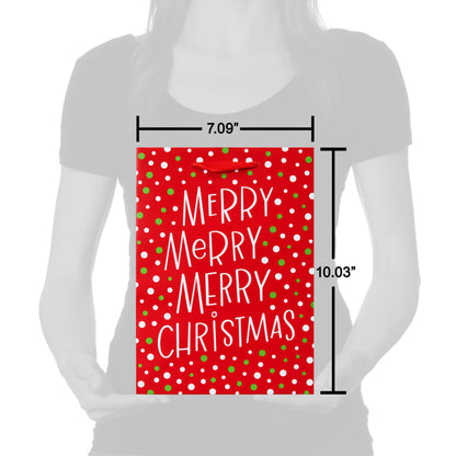 American Greetings 10" Medium Christmas Gift Bags, Red, White, Green and Black Winter Designs (4 Bags)