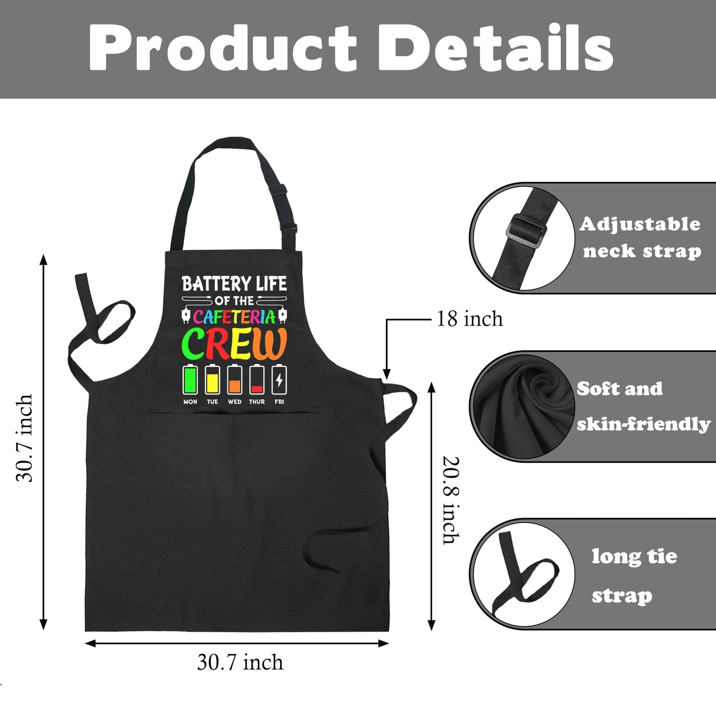 Cafeteria Worker Gifts Adjustable Apron with Pockets, Lunch Lady Hero Appreciation Gifts