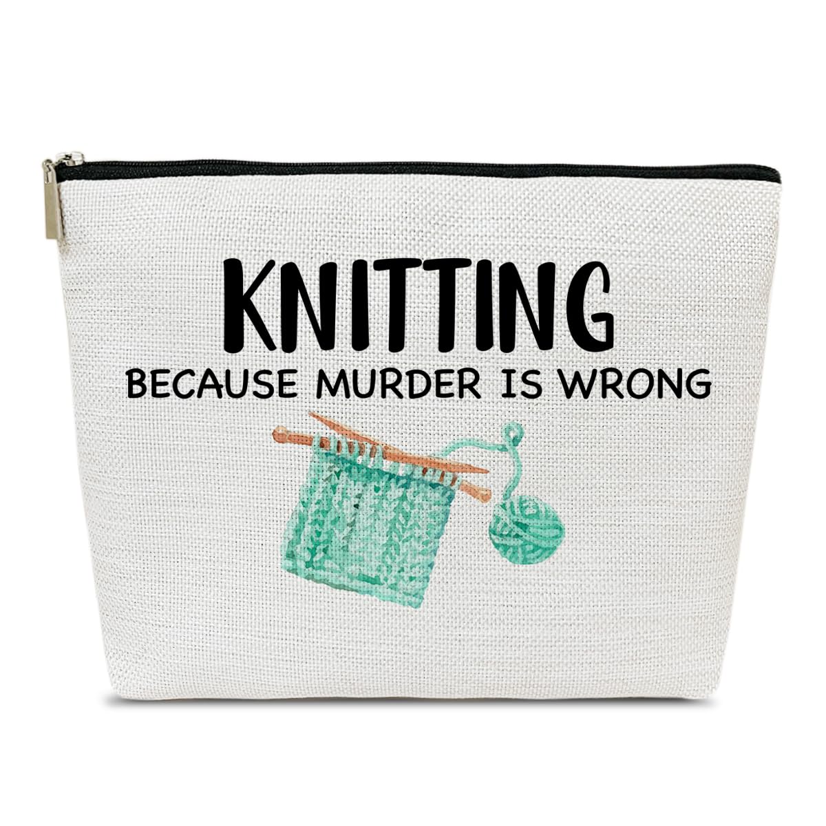 Funny Knitting Gifts Makeup Bag, Crocheting Gifts for Knitters Lovers, Women, Crocheter Supplies Stuff, Cosmetic Bag for Purse