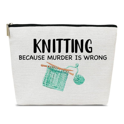 Funny Knitting Gifts Makeup Bag, Crocheting Gifts for Knitters Lovers, Women, Crocheter Supplies Stuff, Cosmetic Bag for Purse