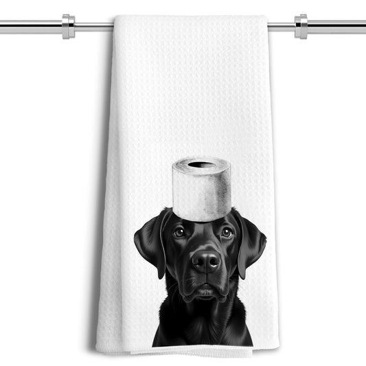Funny Black Labrador Retriever Hand Towels for Bathroom Decor, Black Lab Gifts,Dog Mom Gifts, Dog Bathroom Decor, Funny Kitchen Towels, 16x24 Inches