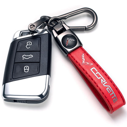 TACOMA Genuine Leather Car Keychain Key Chain for Men and Women Family Present Key Ring Accessories(Black)