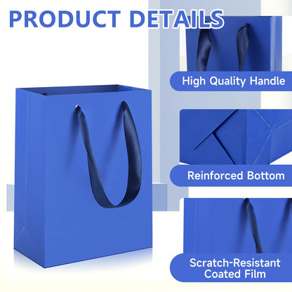 Ethhqu 12-Pack Small Gift Bags with Handles - Includes 24 Tissue Papers, 6.3x4.7x2.4 Inches Mini Gift Card Bag for Birthday Party, Baby Shower, Wedding, Holiday
