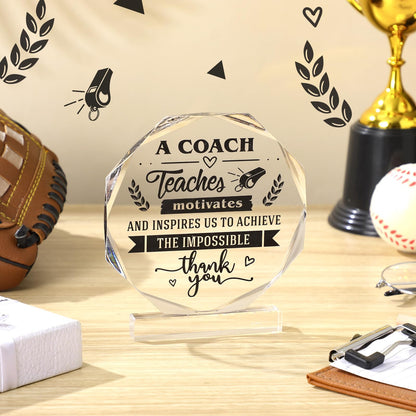 Panelee Thank You Gifts for Women Men Acrylic Appreciation Inspirational Gift Office Coworker Farewell Acrylic Sign Table Decor for Home(Thank You Coach)