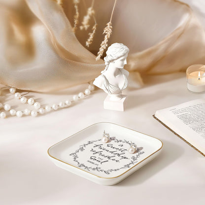 Friendship Gifts for Women – Jewelry Dish, Friend Gifts for Women, Sweet Friendship – Proverbs 27:9，Bible Verse Jewelry Dish, Christian Gifts – Jewelry Tray Dish