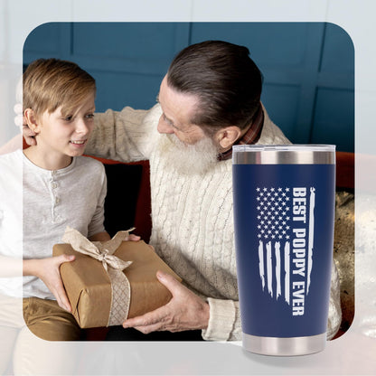 Poppy Gifts - Gift for Poppy from Grandkids - Fathers Day Christmas Birthday Gifts Idea - Tumbler 20Oz Stainless Steel
