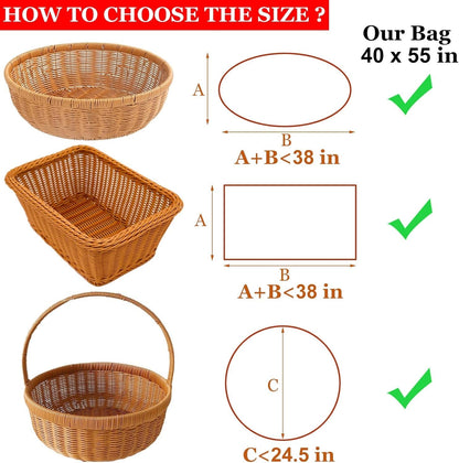 SYOGUA 10 Pack Extra Large Cellophane Bags, 40 x 55 inch, 3 Mil Thicker Clear Gift Bags for Baskets Wrapping Plastic, Jumbo Huge Clear Cellophane Wrap Gift Basket Bag