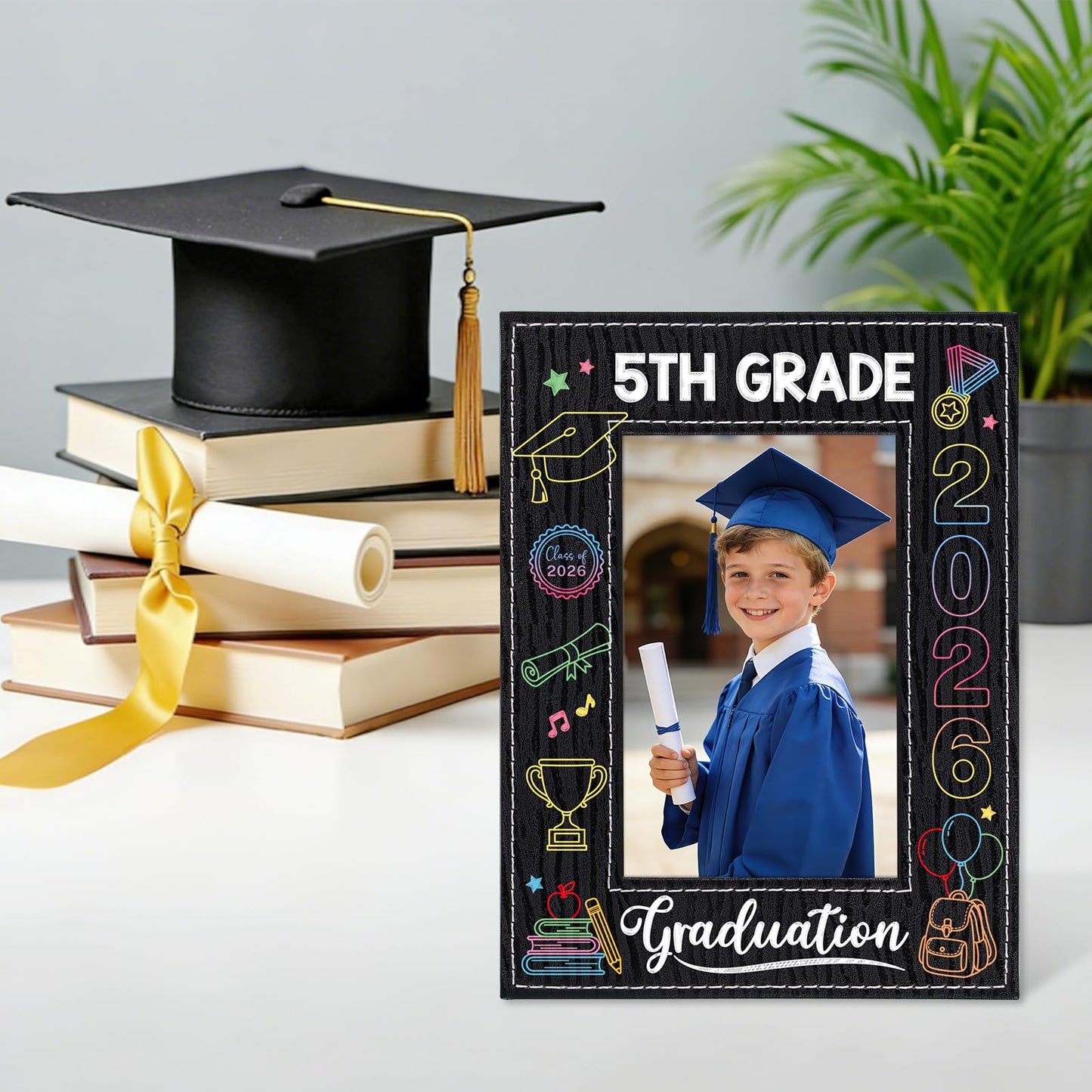 PETCEE 5th Grade Graduation Gifts - 5th Grade Graduation Picture Frame 2026 4"x 6" Fifth Grade Grads Decorations Photo Frame Keepsake for Kids Boys Girls Class of 2026 Gifts for Elementary School