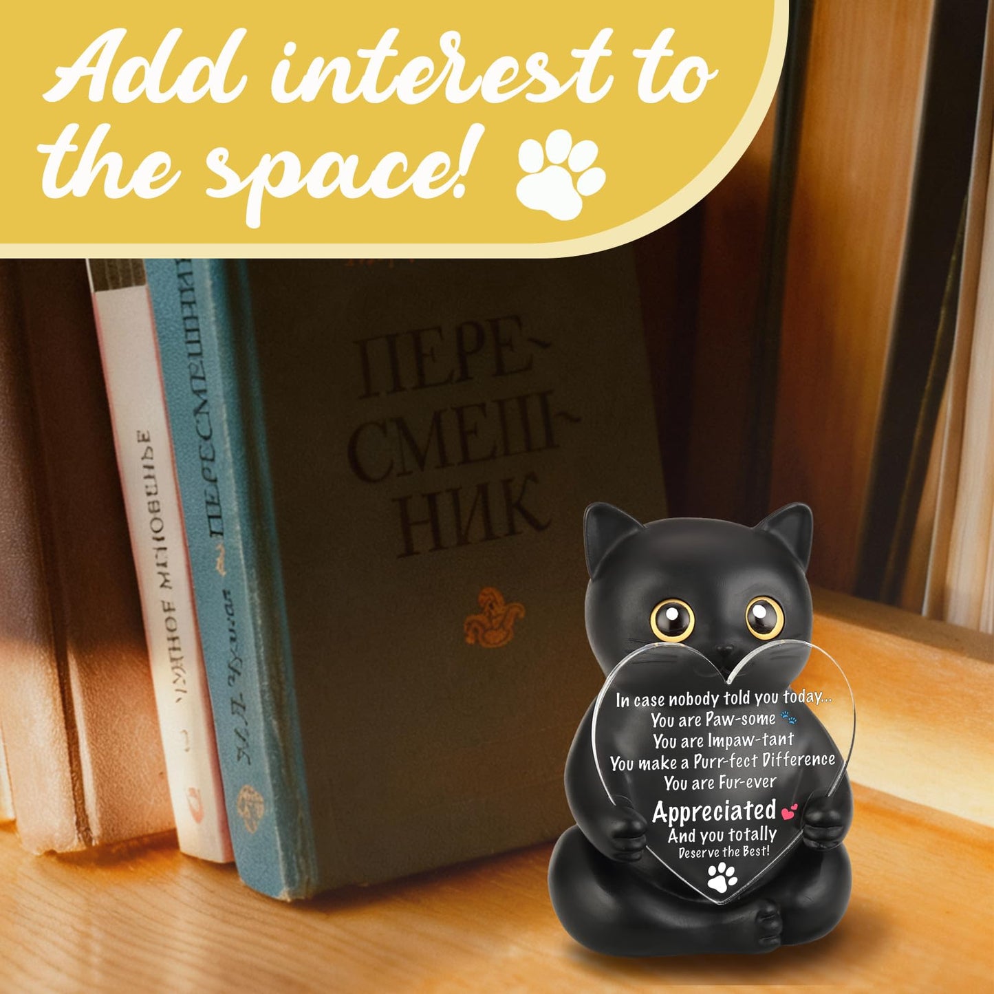 FOUGSTA Appreciation Gift for Cat Lovers, Encouraging Gift for Cat Lovers, Uplifting Present for Women, Motivational Decor for Office, Affirmation Kitty Figurine, XXS22