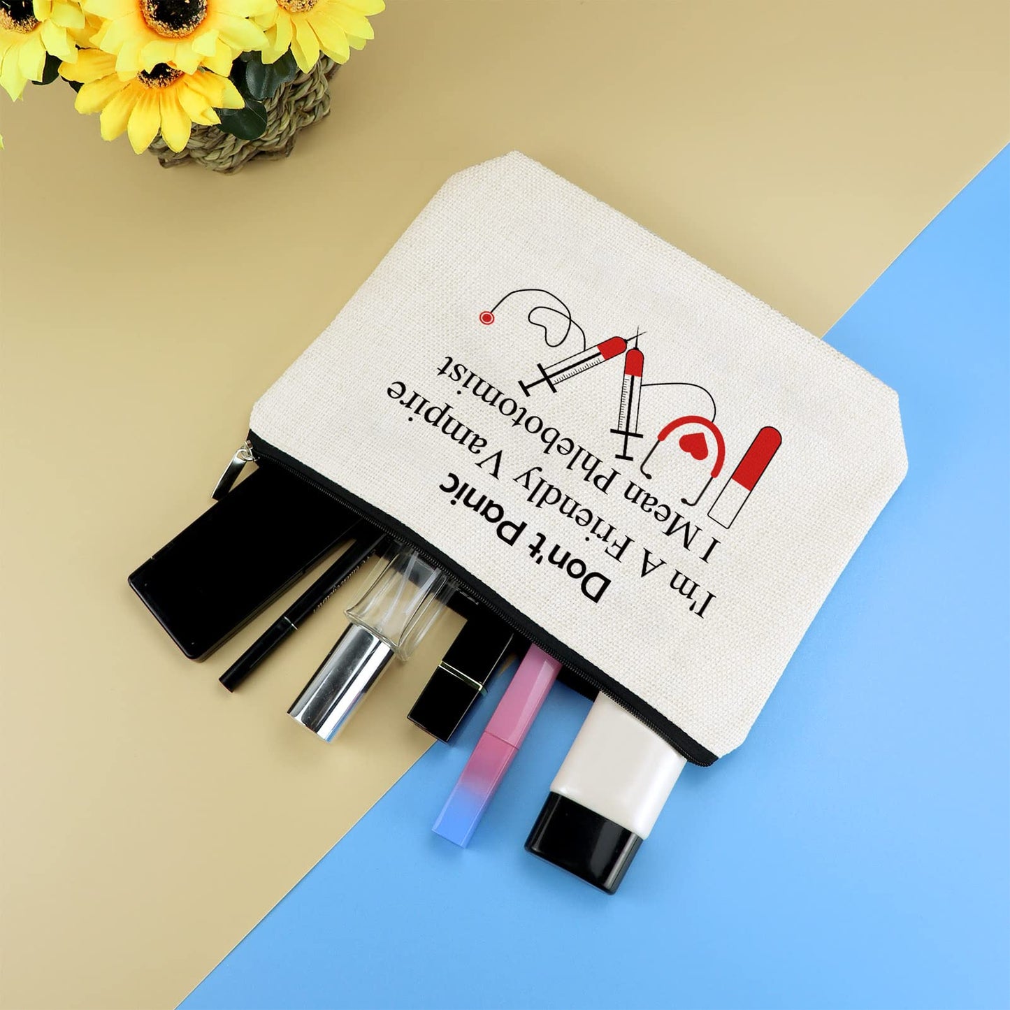 Funny Nurses Makeup Bag Gift Phlebotomist Gifts Phlebotomy Technician Phlebotomist Nurse Gifts Cosmetic Bag Pouch for Women Nurses' Day Birthday Gift for Technician Hematologist Medical Technologist