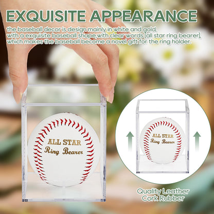 WANGDEFA Ring Bearer Baseball with Display Case - All Star Wedding Gift - Will You Be My Ring Bearer?