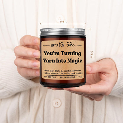 LEADO Scented Candle, Gifts for Crocheters, Knitters - Crochet Gifts, Cool Knitting Present for Women, Friend, Mom, Men - Funny Mothers Day, Birthday Ideas for Crocheting Lovers, Yarn Lovers, Crafters