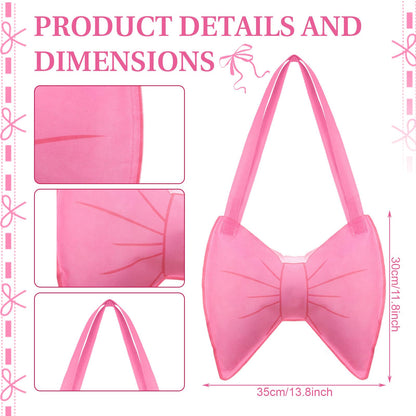 Sanwuta 16 Pcs Coquette Gift Bags Pink Bowknot Non Woven Tote Bags Goodie Treat Reusable Bow Grocery for Woman Girls Birthday Party Decoration Party Favor