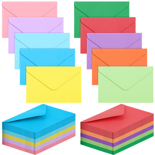 500 Pcs Gift Card Envelopes Credit Card Size 4x2.75 Inches Mini Envelopes Bulk Colorful Tiny Envelope for Business Cards, Small Notecards, Self Adhesive, 10 Assorted Colors