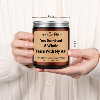 GSPY Bronze 8 Year Anniv. Candle - Bronze Anniversary Candle Gifts for Him, Her - 8th Anniversary Wedding Gifts for Wife, Husband, Couple - Eight Year, Eighth Anniv. Presents for Boyfriend, Girlfriend