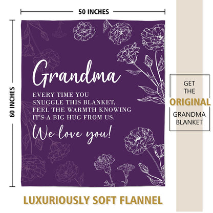 Grandma Gifts, Birthday Gifts for Grandma from Grandkids, to My Grandmother Soft Throw Blanket for Christmas Mothers Day 50" x 60", Purple