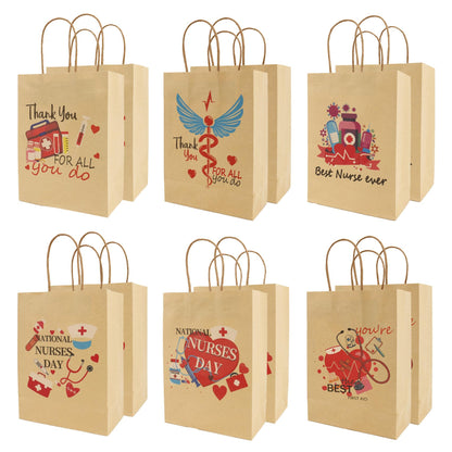 12 PCS Nurse Gift Bags for Medical Assistant Gifts Paper Nurse Goodie Bags with Handle for Student Thank You Doctor Healthcare Workers Graduation Party Favors Supplies Decorations Appreciation Wrap