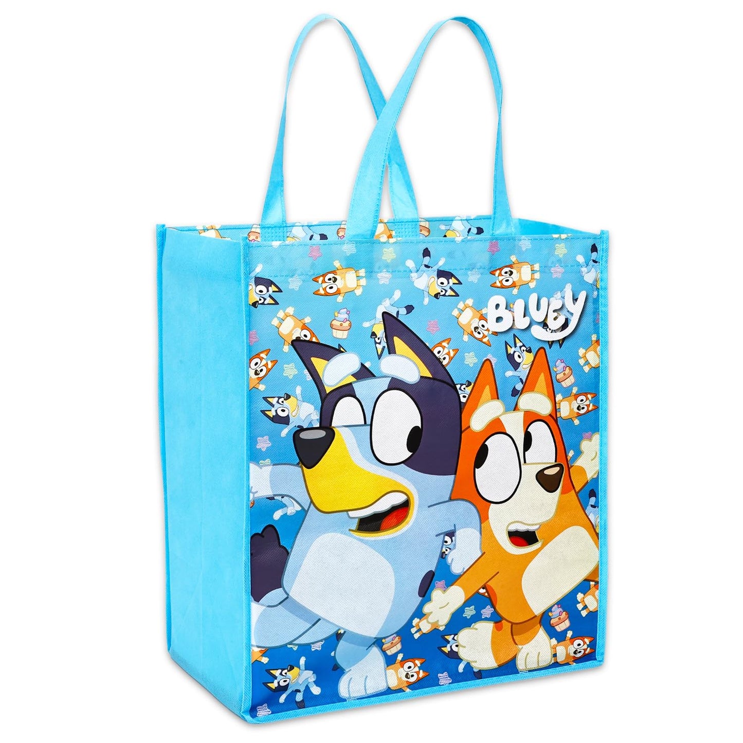 Bluey Tote Bag Bundle - Cute Cartoon Accessories Bundle with 3 Grocery Bags Plus Stickers, More | Bluey and Bingo Reusable Bags Set
