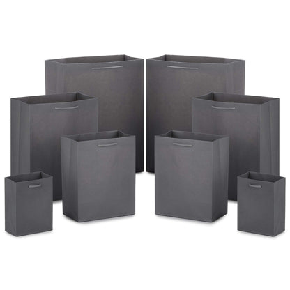 Hallmark Gray Gift Bag Bundle in Assorted Sizes (Pack of 8-2 Small 5", 2 Medium 8", 2 Large 11", 2 Extra Large 14") for Weddings, Mother's Day, Graduations, Birthdays, Groomsmen Gifts and More