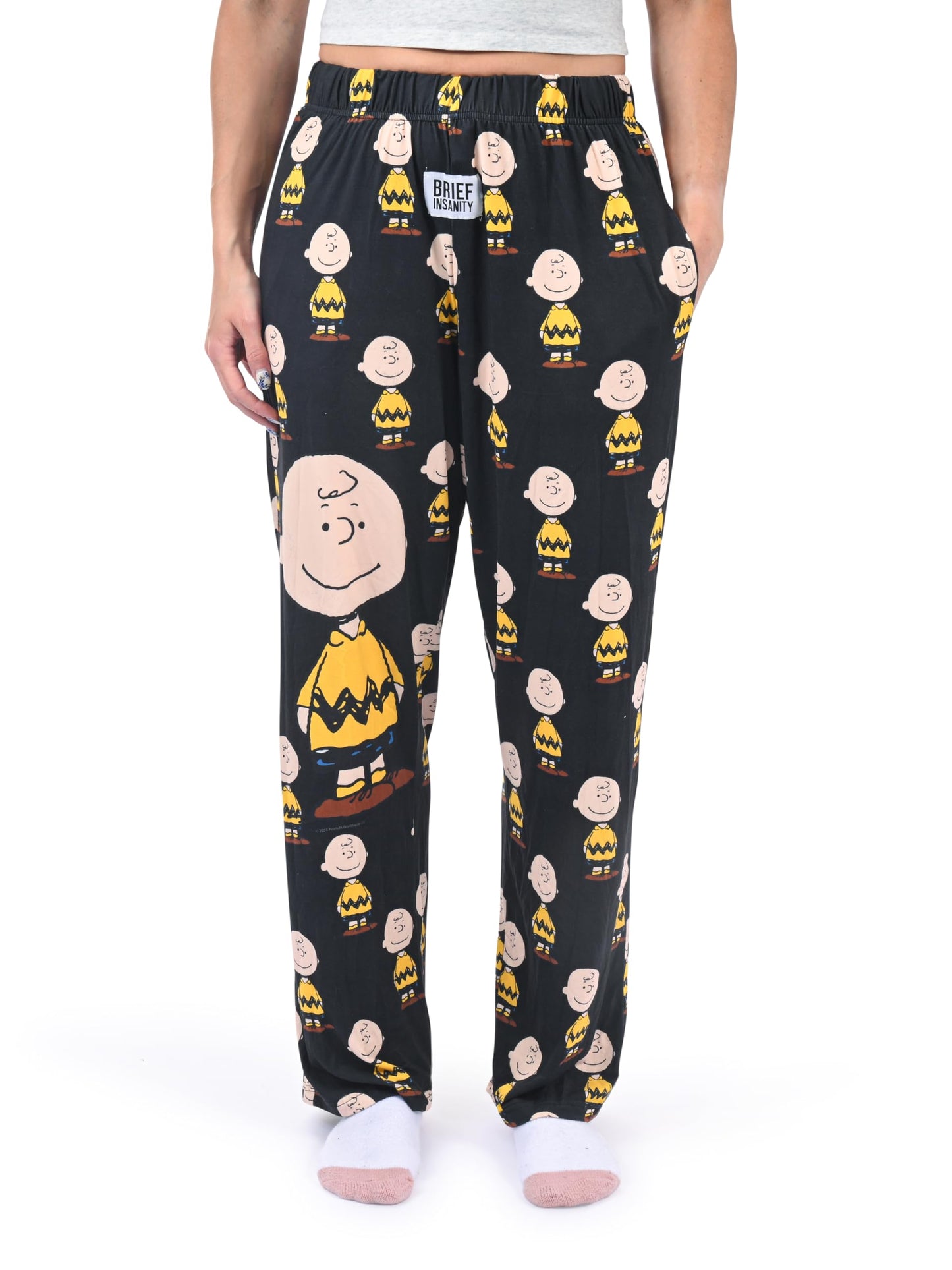 BRIEF INSANITY Charlie Brown Pajama Pants - Women's and Men's Peanuts Character Print Comfy Ultra-Soft Cartoon Pj Pants