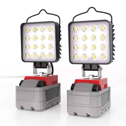 2 Pcs Cordless LED Work Light for Milwaukee m18 18v Battery, 132W 13200LM Battery Light for Milwaukee 18v Tools, Fathers Day Gift,Flood Lighting with USB & Type-C Charging Port,Low Voltage Protection