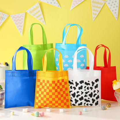 Locmeo 48 Pcs Cartoon Party Favor Bags Cartoon Birthday Party Decorations Blue Sky White Clouds and Cow Print Candy Gift Treat Goodie Bags for Baby Shower Bachelorette Supplies Decoration