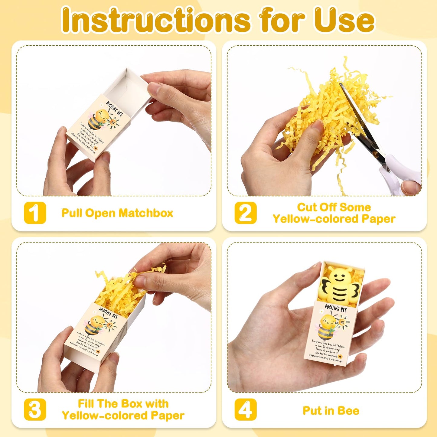 Wettarn 12 Sets Bee Gifts Positive Stress Balls with Support Boxes Bulk Party Favors for Employee Coworker Friends Office Classroom Rewards Cute Inspirational Relief Toys Yellow Desk Decor
