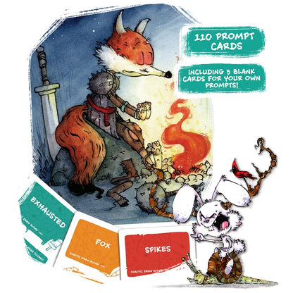 110 Drawing Prompt Cards, Creative Sketch Game with 105 Unique Prompts and 5 Blank Cards for Artists, Families, Classrooms and Party Games