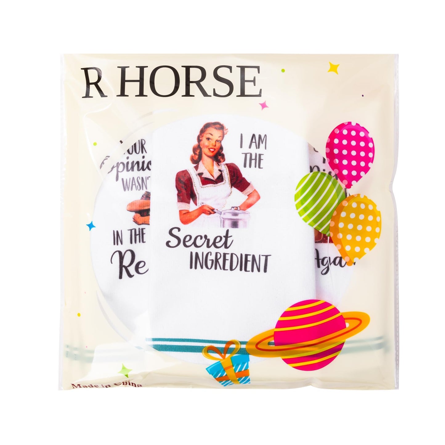 R HORSE 5Pcs Funny Kitchen Dish Towels, Funny Joked Themed Kitchen Dishcloth Absorbent Retro Sassy Lady Cleaning Dishcloth Bar Hilarious Hand Towel Gifts for Hostess Mom Women Housewarming