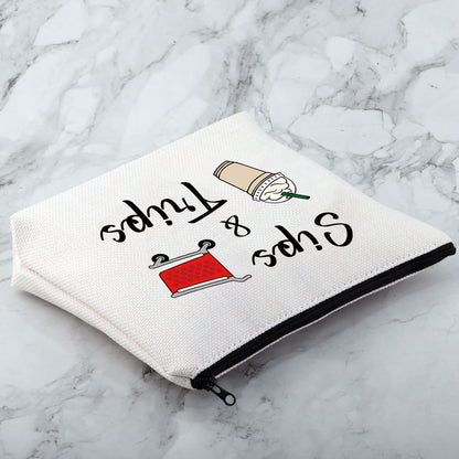 MNIGIU Shopping And Coffee Lover Gift Sips & Trips Cosmetic Bag Girl Trip Gift Thrift Shopper Gift Group Vacation Gift