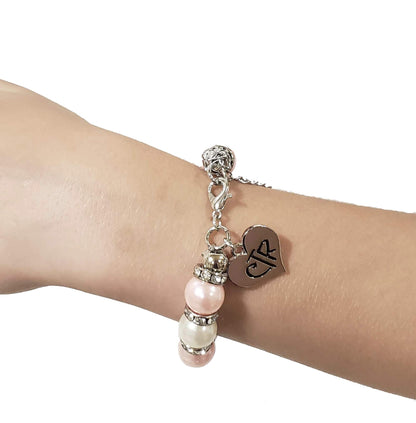LDS Baptism Gift, CTR Charm Bracelet, Pink and White Faux Pearls with Crystals, Choose The Right Gifts for Girls, Presents From Grandma, Mom, Aunt, Uncle, Granddaughter Daughter Present, Baptize Birthday Communion Jewelry