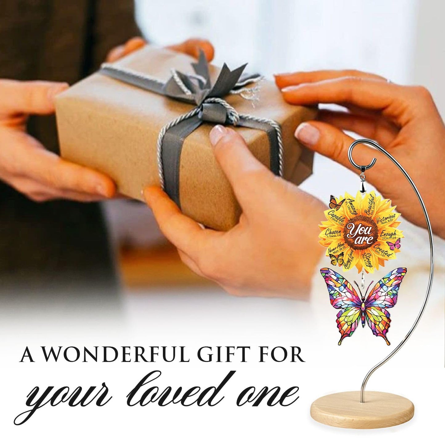 Christian Gifts for Women Birthday, Butterfly Inspirational Gift for Friends, Mom, Sister, Girl, Female Coworker, Christian, God Says You are Sunflower Gifts for Women, Religious Desk Decor