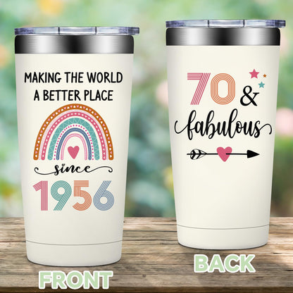 70th Birthday Gifts for Women - 1956 70th Birthday Decorations for Her - Turning 70 Year Old Gifts for Women - 70 Fabulous Tumbler 20 oz